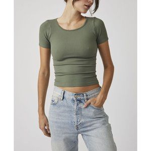 FREE PEOPLE XYZ Recycled Baby Tee / Army